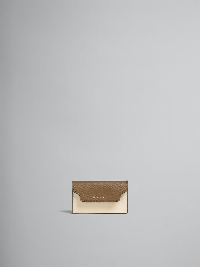 グリーン、ホワイト、ブラウン サフィアーノレザー製ビジネスカードケース - 財布 - Image 1