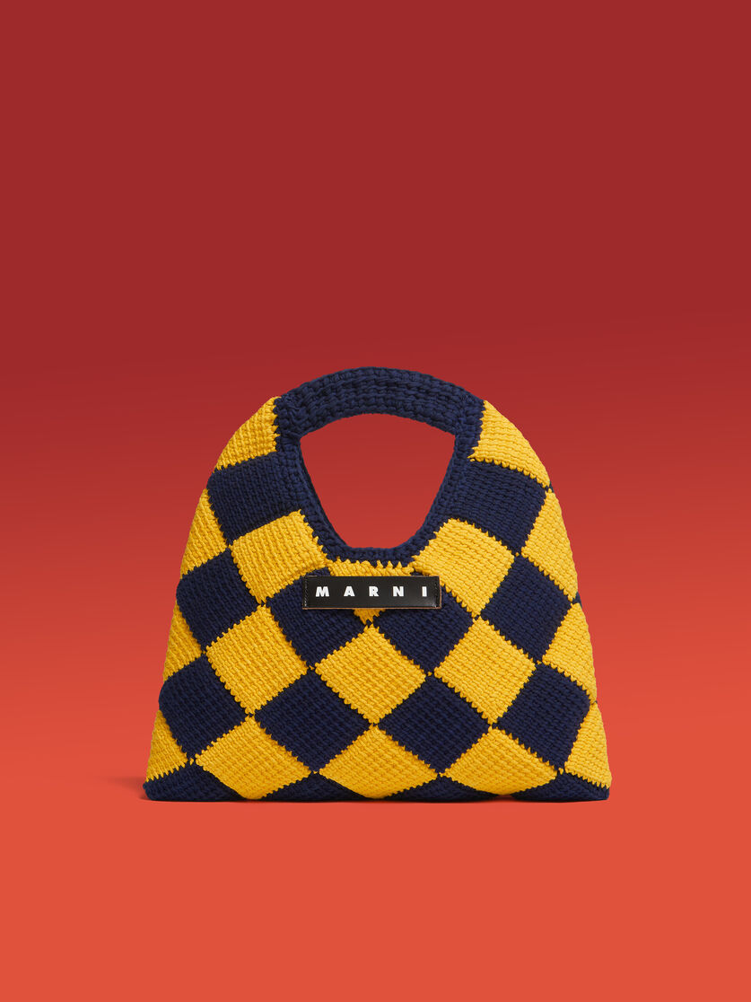 イエロー&ブルー MARNI MARKET DIAMOND テックウールバッグ ミディアム 