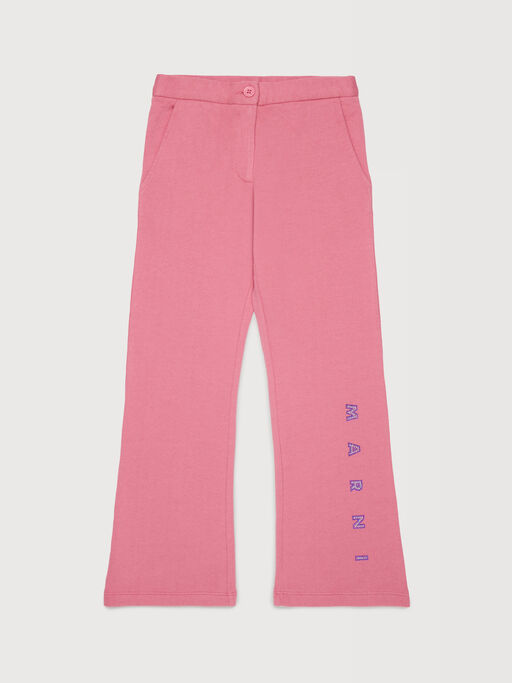 Pink cotton trousers with rhinestone logo - Pants