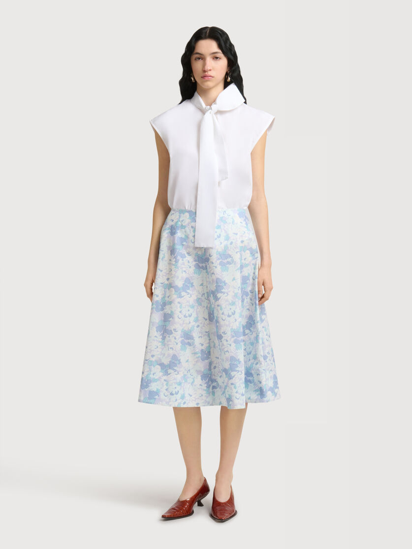White poplin midi skirt with Pop Flowers print, Image 2