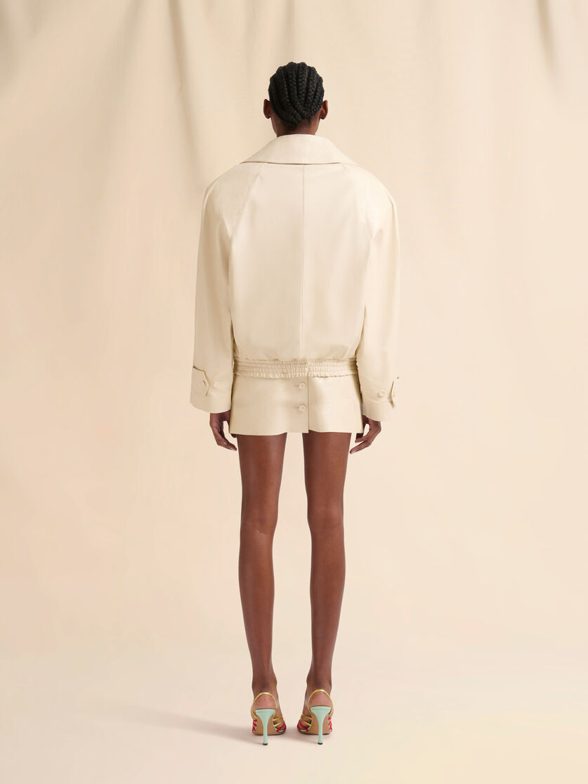 Cream leather oversized jacket - Jackets - Image 3
