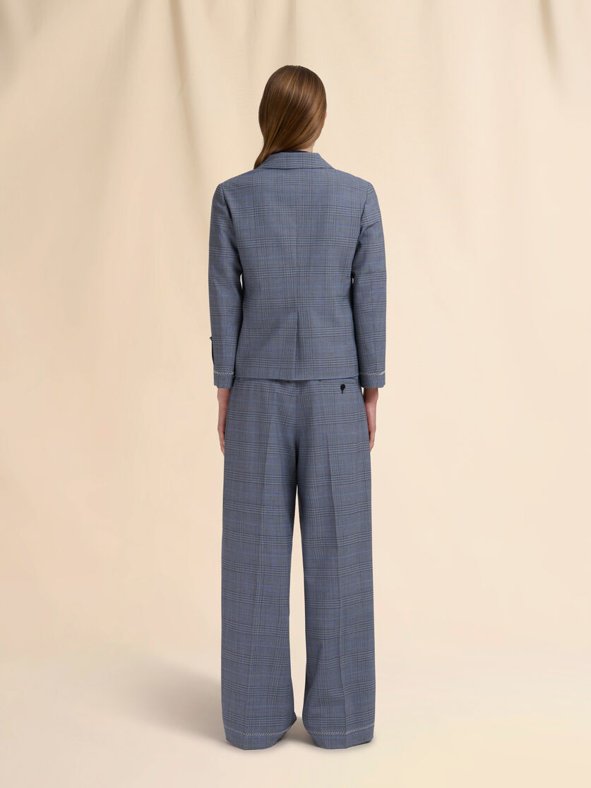 Blaue kurze Jacke aus Prince of Wales-Wolle - Jacken - Image 3