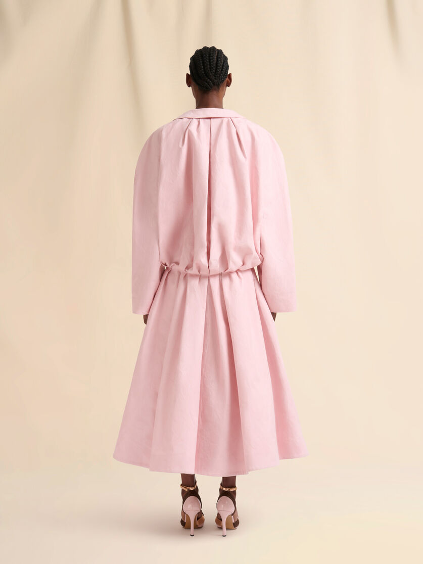 Pink bonded cotton oversized duster coat with floral motif - Coats - Image 3