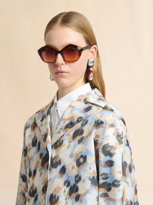 Blue duchesse reversible coat with contrast prints - Coats