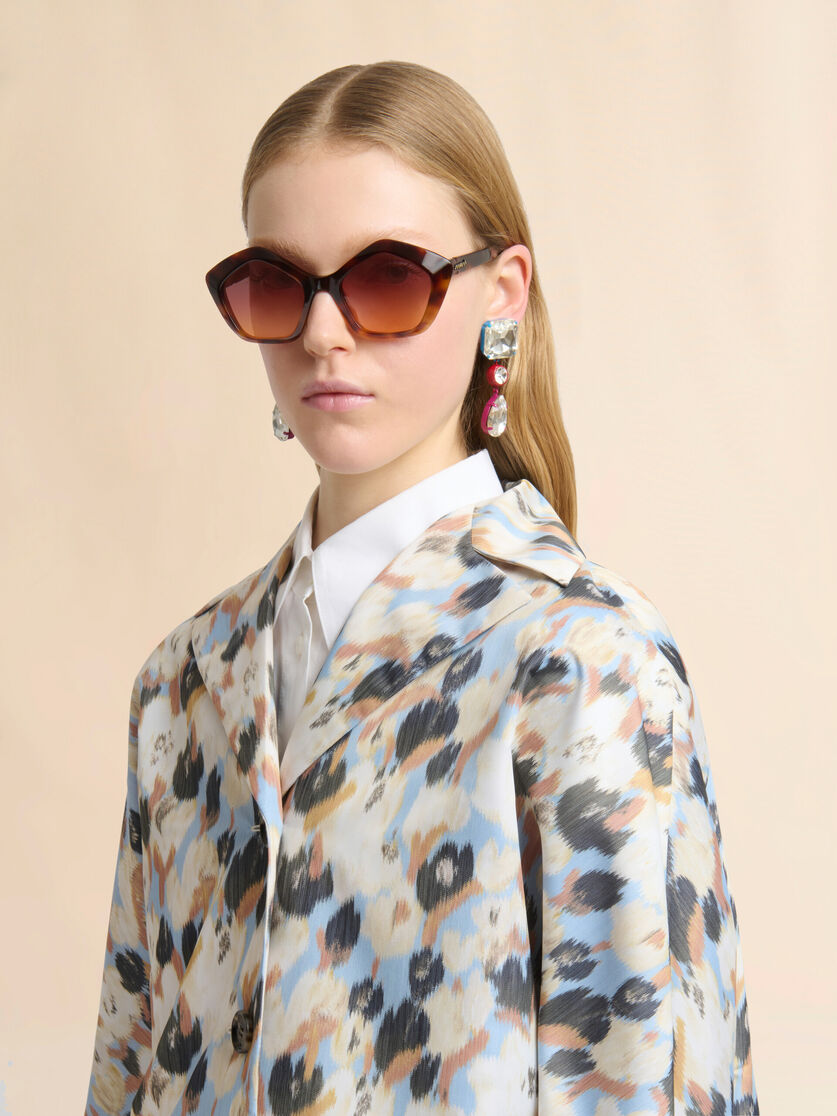 Blue duchesse reversible coat with contrast prints, Image 4