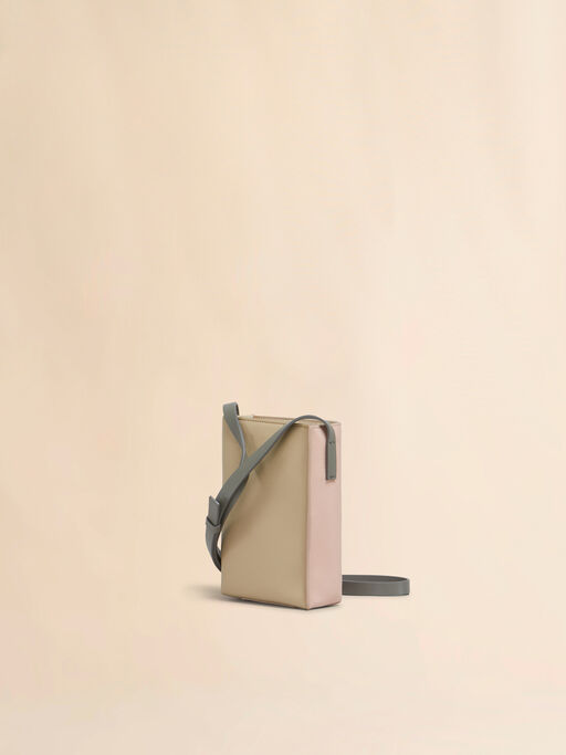 Light pink and beige leather Museo Nano Bag with Marni Symbol embroidery - Shoulder Bag