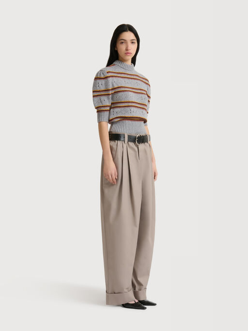 Grey canvas trousers with pleats - Pants