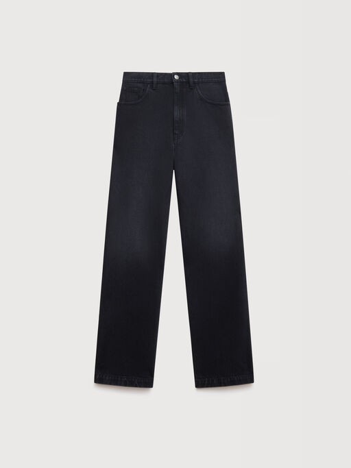 Jeans a gamba larga in denim nero - Pantaloni