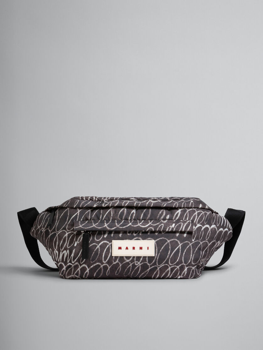 ブラック Puff ベルトバッグ、Marni Scribbleプリント | Marni