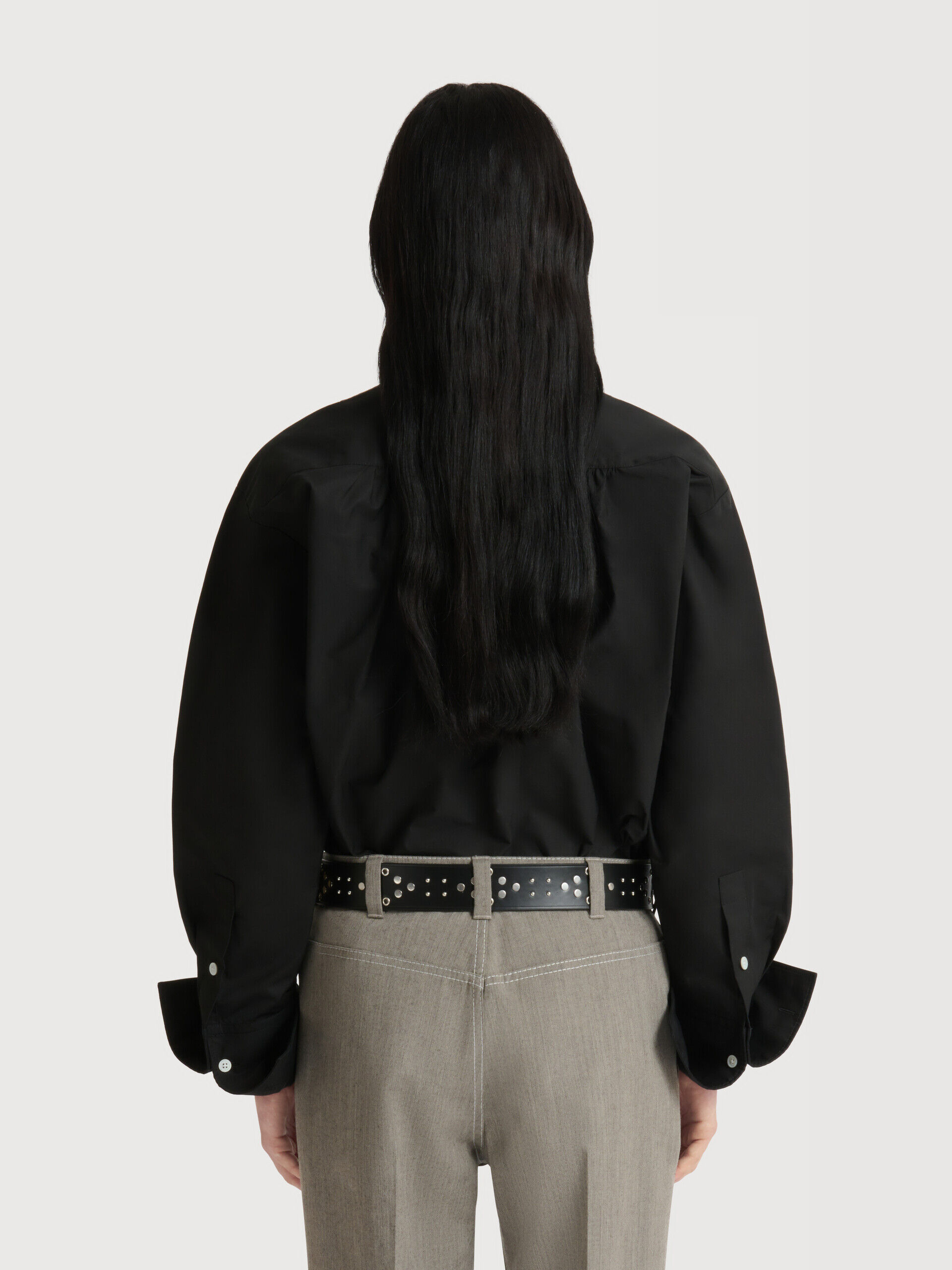 Black poplin shirt with contrast bib insert | Marni