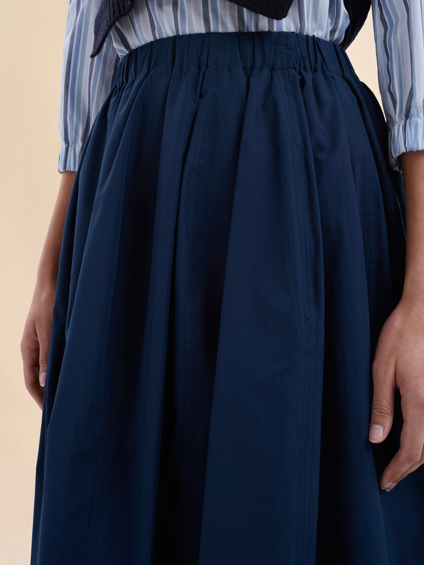 Blue organic poplin elasticated midi skirt - Skirts - Image 4