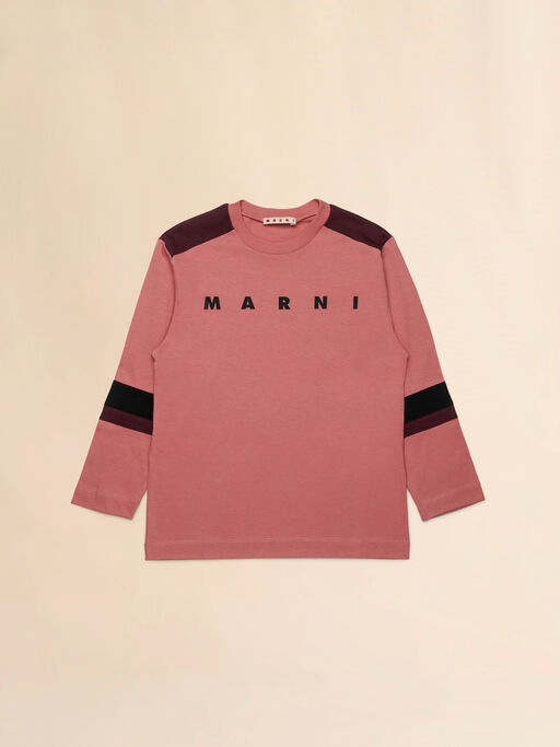 Pink long-sleeved T-shirt with sleeve stripes - T-shirts