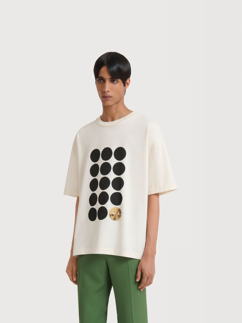 White cotton T-shirt with planet print, Image 2