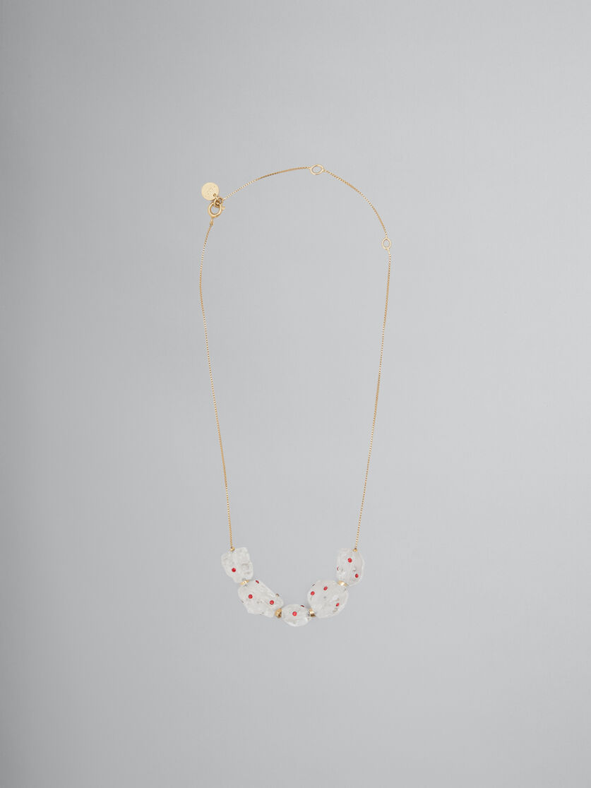 White quartz multi-stone necklace with rhinestone polka dots - Necklaces - Image 1