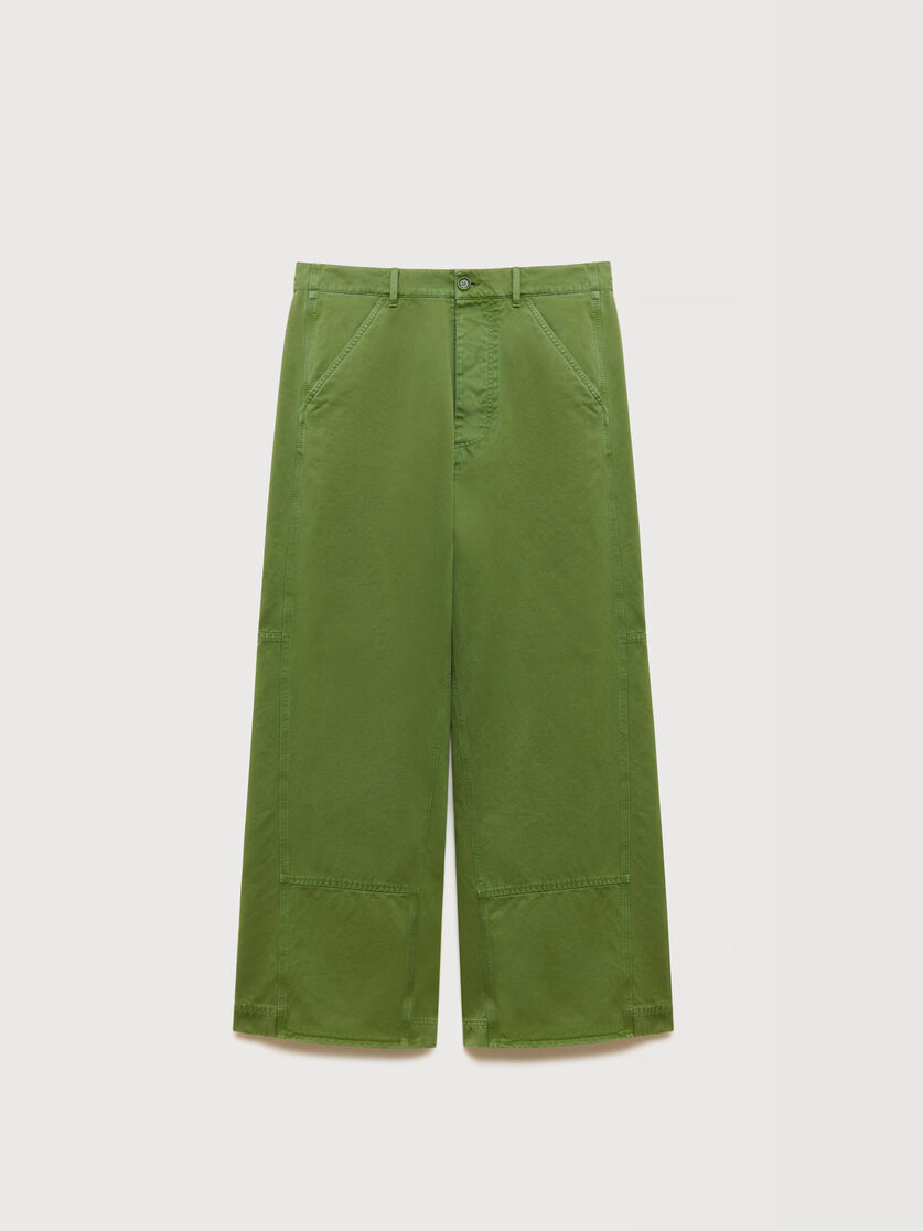 Green cotton loose workwear trousers, Image 1