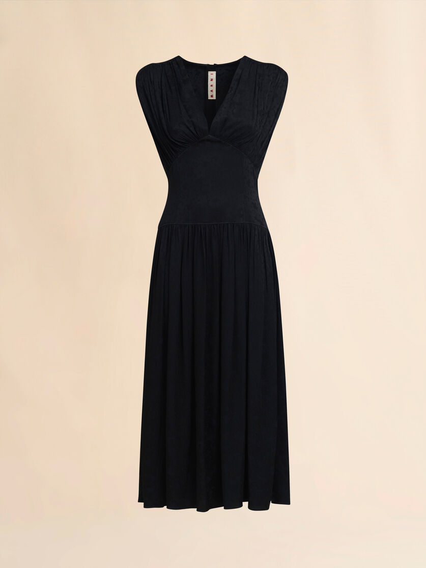 Black silk jacquard midi dress - Dresses - Image 1