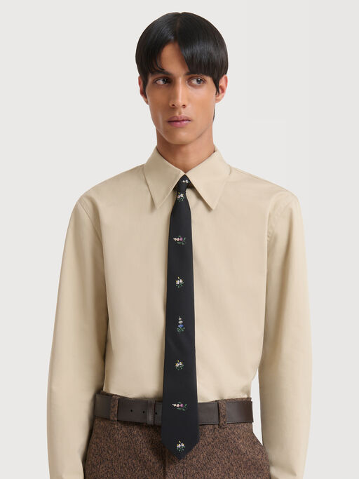 Camicia sartoriale in popeline beige - Camicie
