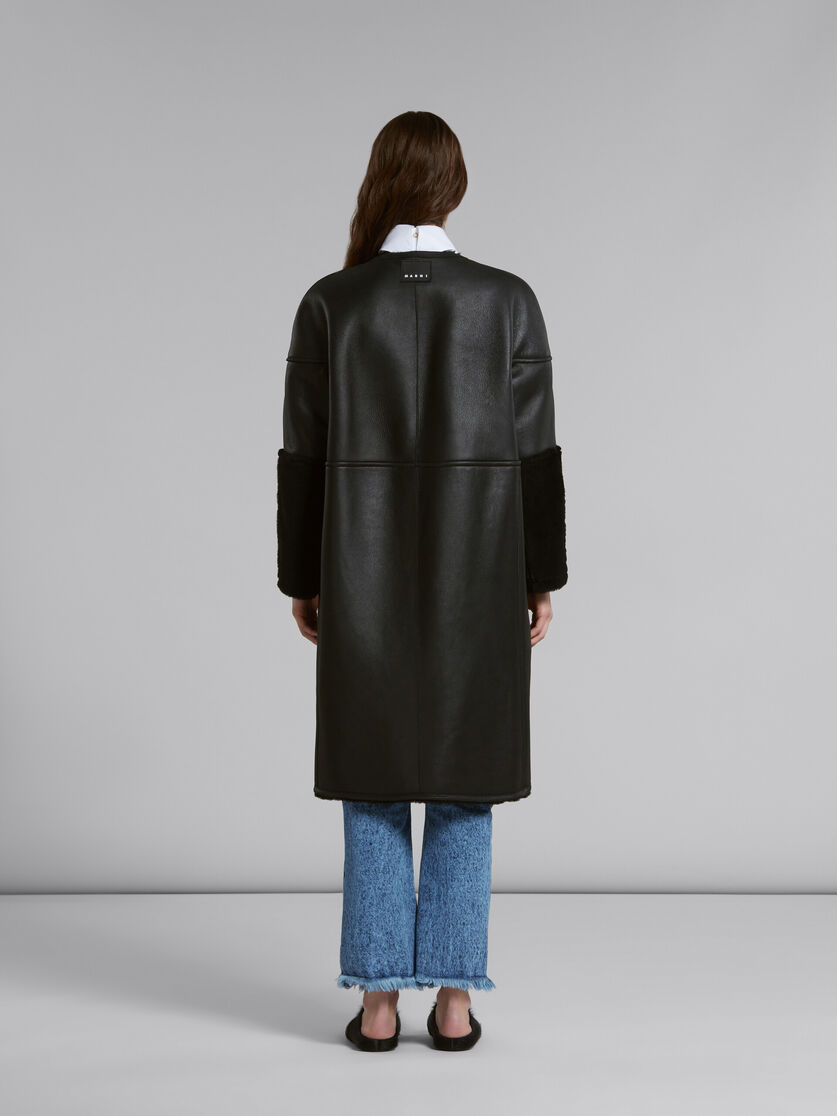 Black reversible shearling coat - Coat - Image 3