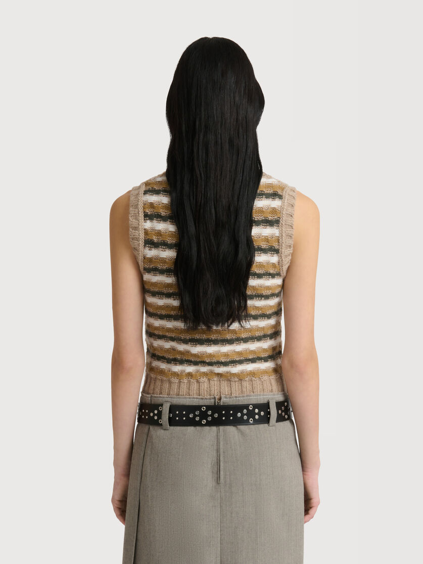 White and green jacquard Shetland wool vest, Image 4