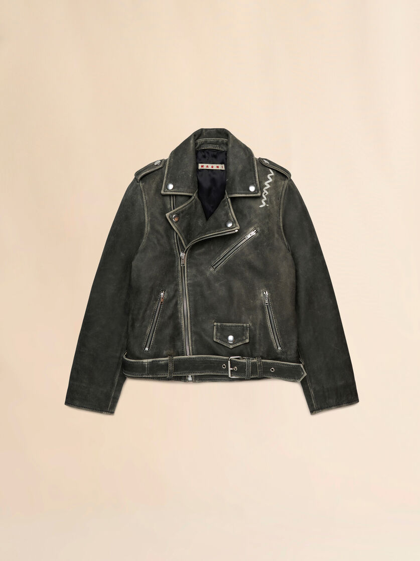 Black leather jacket with Marni Symbol - Jackets - Image 1