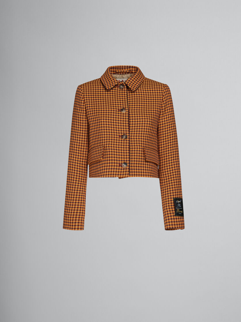 Orange and burgundy cropped checked jacket - Jackets - Image 1