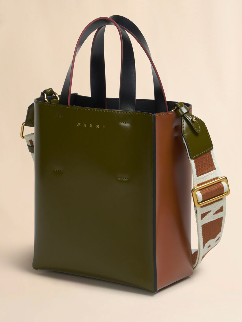 Deep green brown and black leather Museo mini bag - Shopping Bags - Image 5