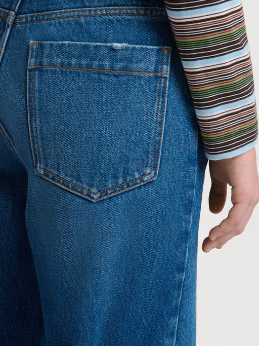 Blue denim straight-leg jeans - Pants