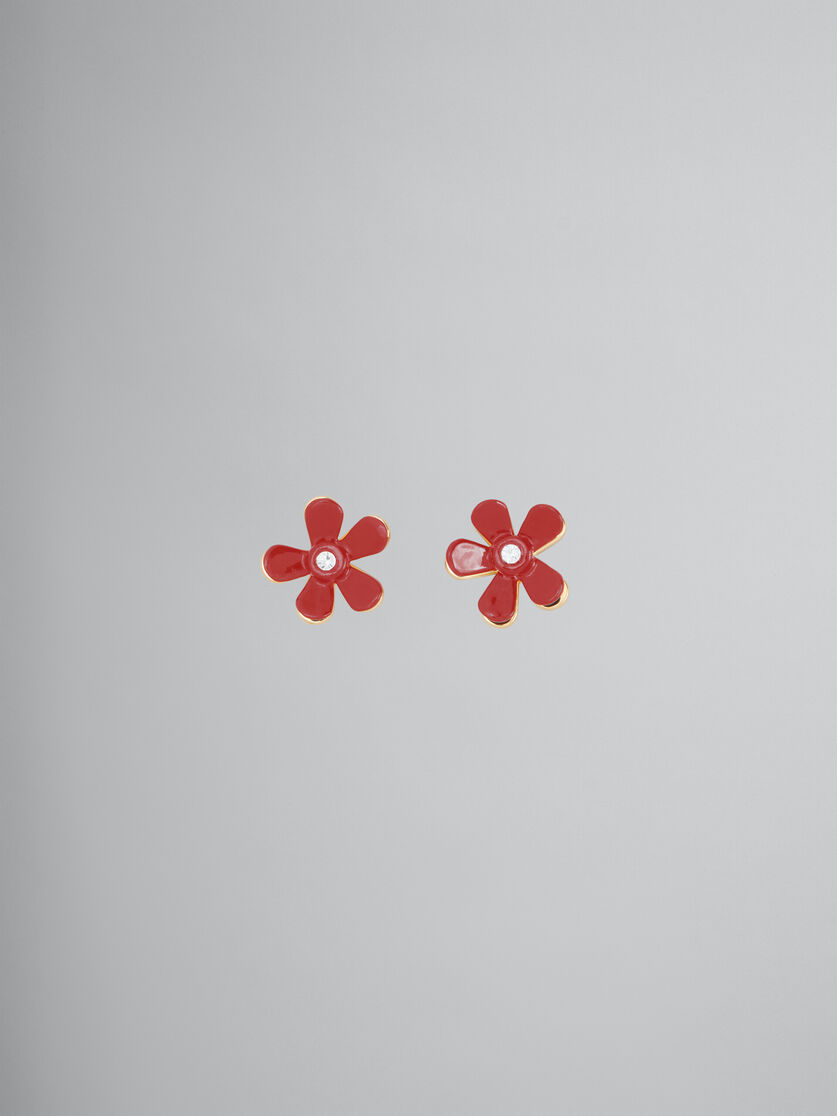 Red enameled metal Flower Pop earrings | Marni