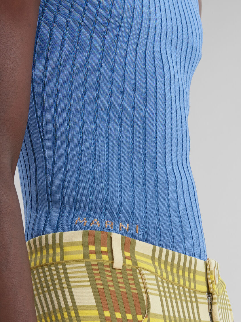 Blaue Weste mit Rollkragen aus gerippter Viskose - Pullover - Image 5