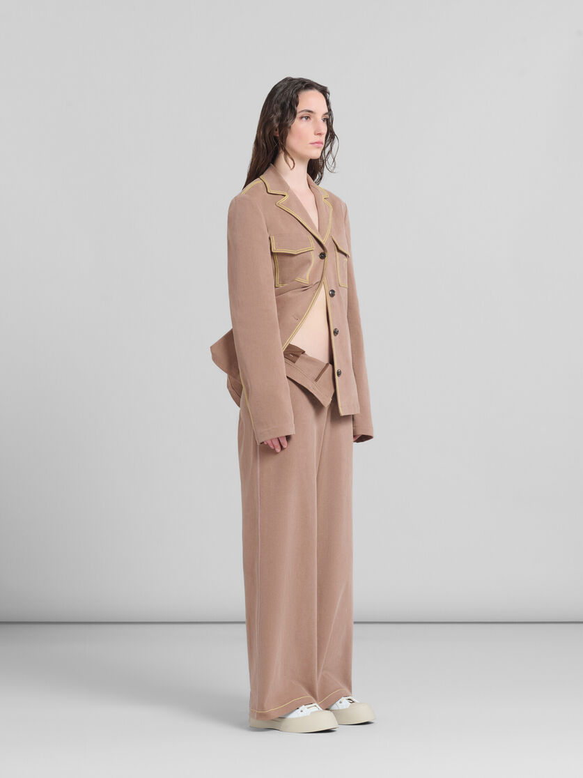 Brown organic denim blazer with contrast stitching | Marni
