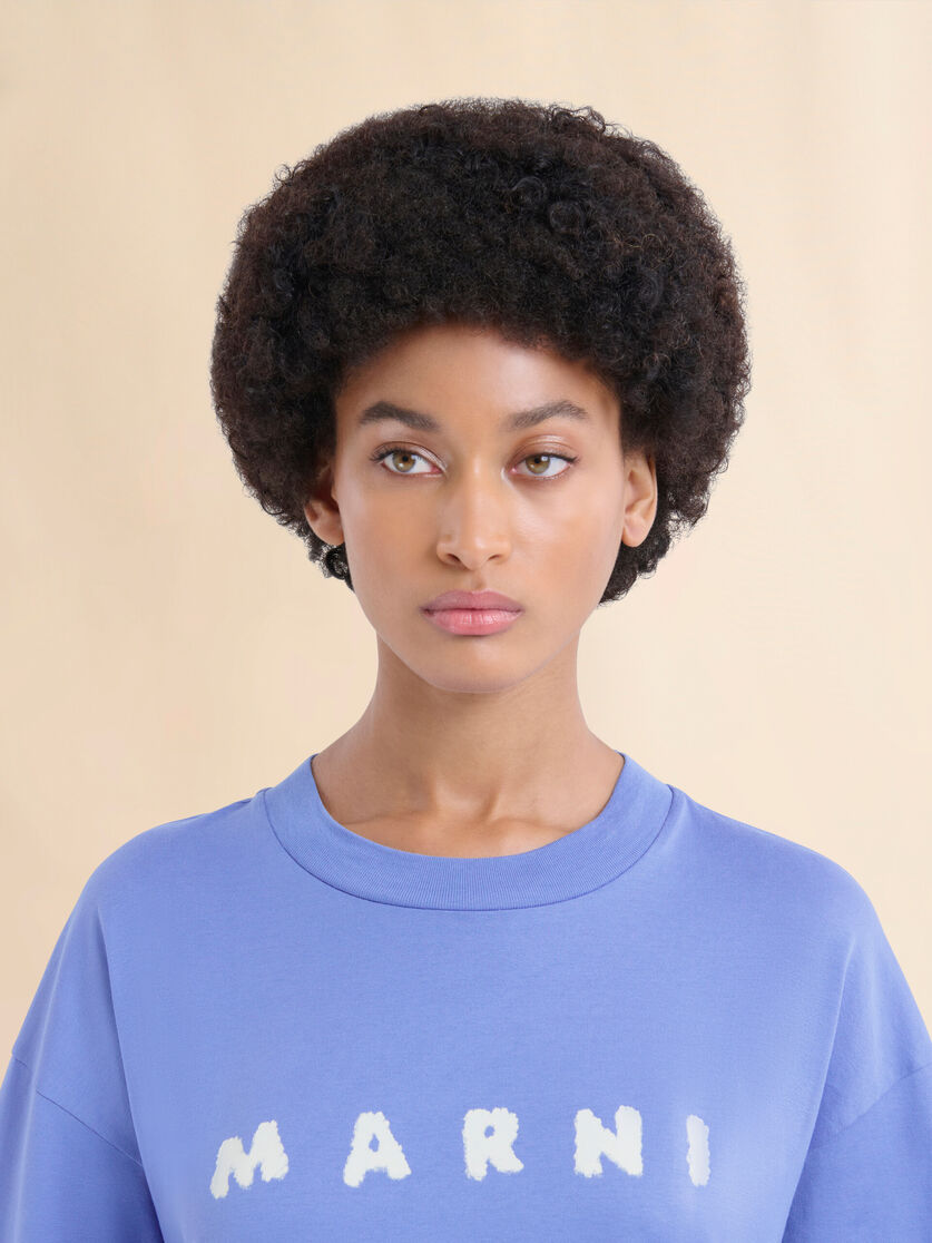 Light blue jersey cotton T-shirt with Marni Scribbled logo - T-shirts - Image 4