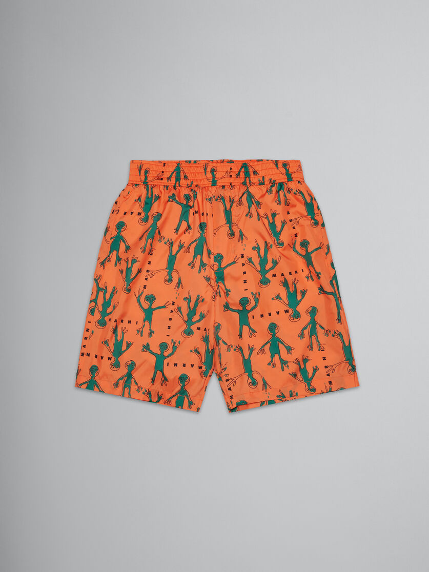 Orangefarbener Boxer-Badeanzug mit ganzflächigem Frosch-Print - KINDER - Image 1