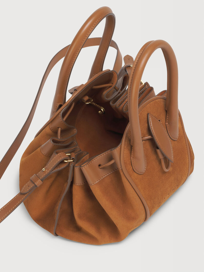 Brown suede Tulipea small handbag, Image 3