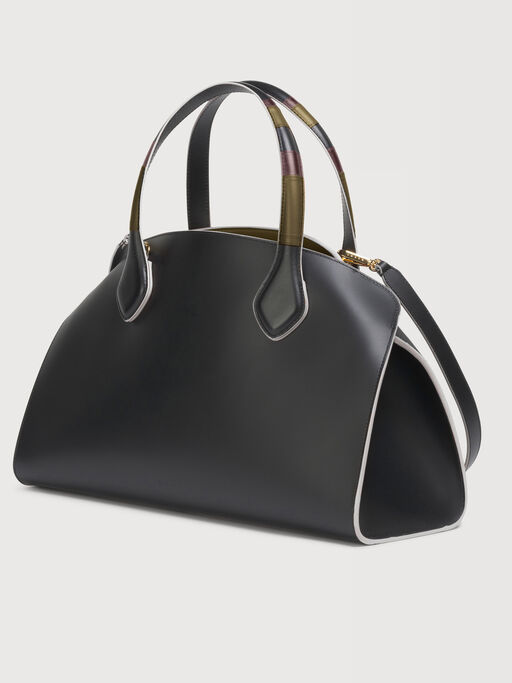 Borsa Overlap media in pelle nera - Borse a mano