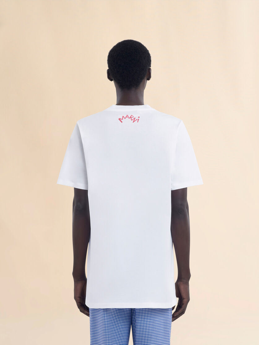White cotton T-shirt with snake print - Shirts - Image 3