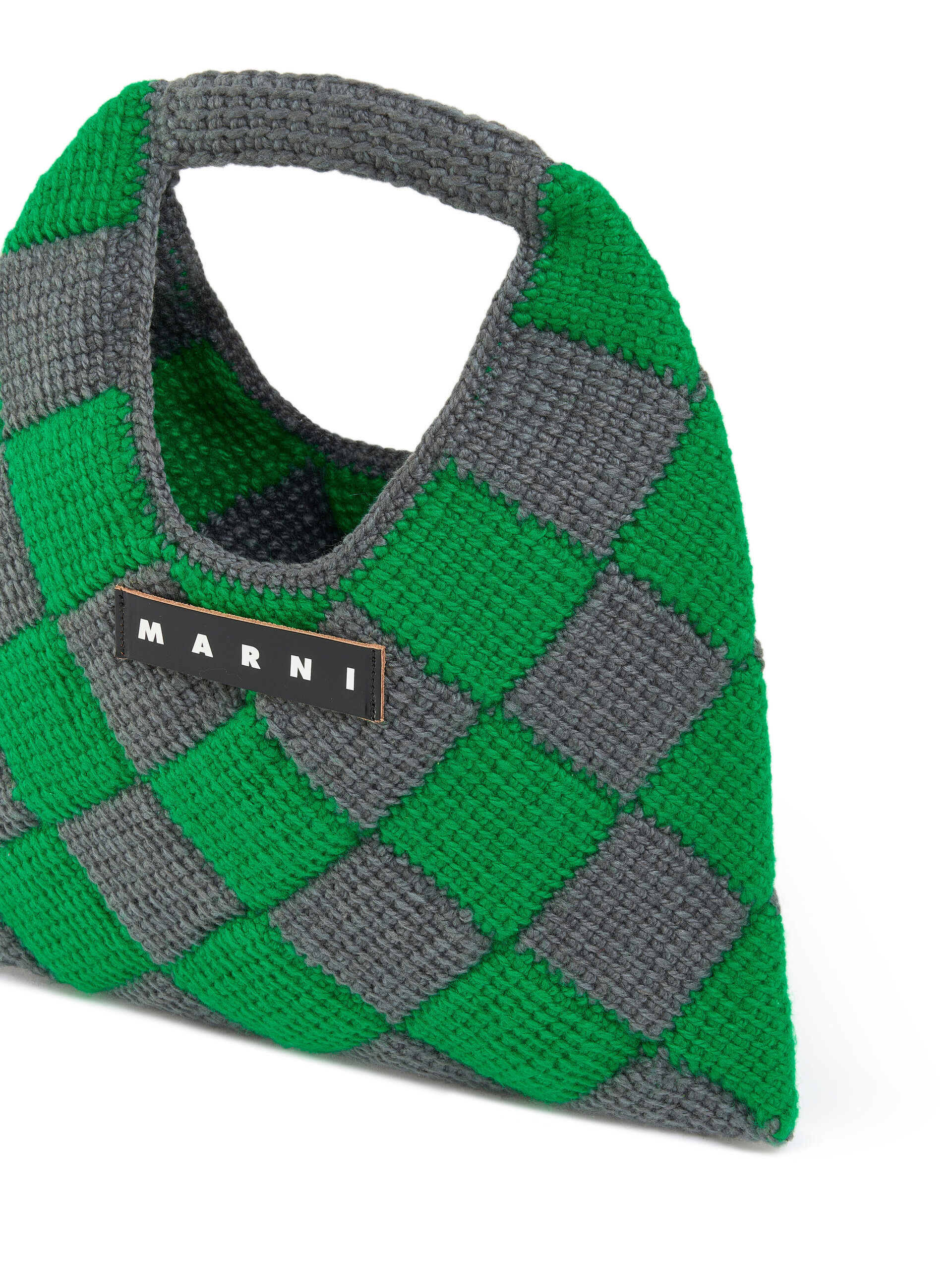 MARNI マルニマーケット スモール テックウール ハンドバッグ エメラルド グリーン テックウール Marni Market Diamond ミディアムバッグ