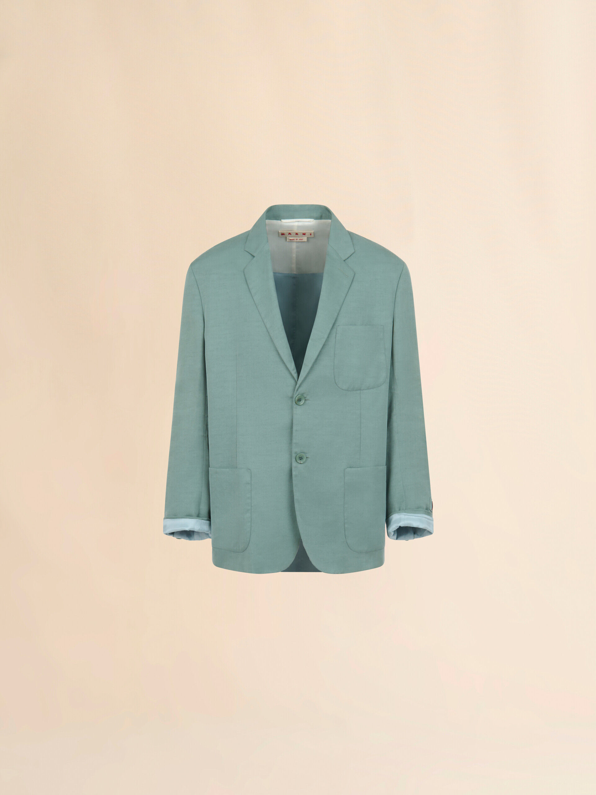 Green satin single-breasted jacket | Marni