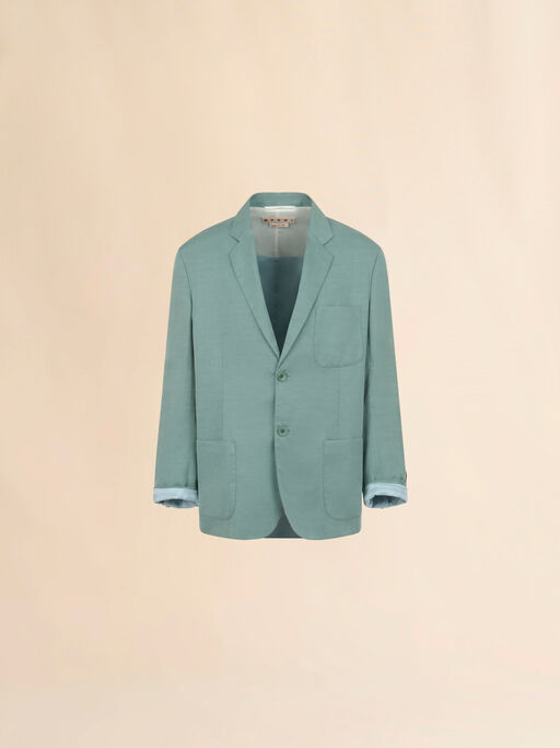 Green satin single-breasted jacket - Jackets