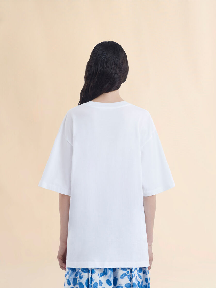Blue organic cotton T-shirt with logo - T-shirts - Image 3