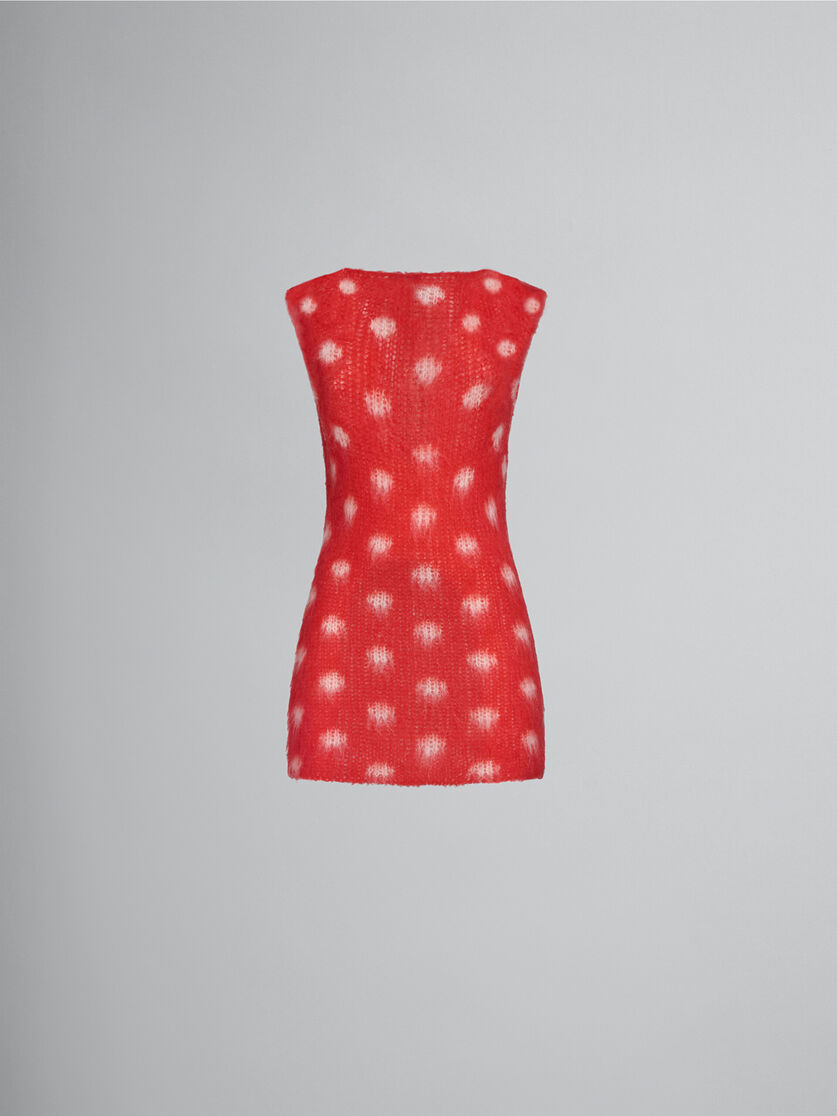 Red mohair sleeveless jumper with polka dots - Shirts - Image 1