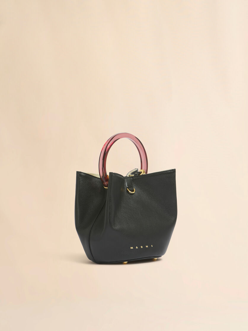 Black leather Pannier bucket bag, Image 6