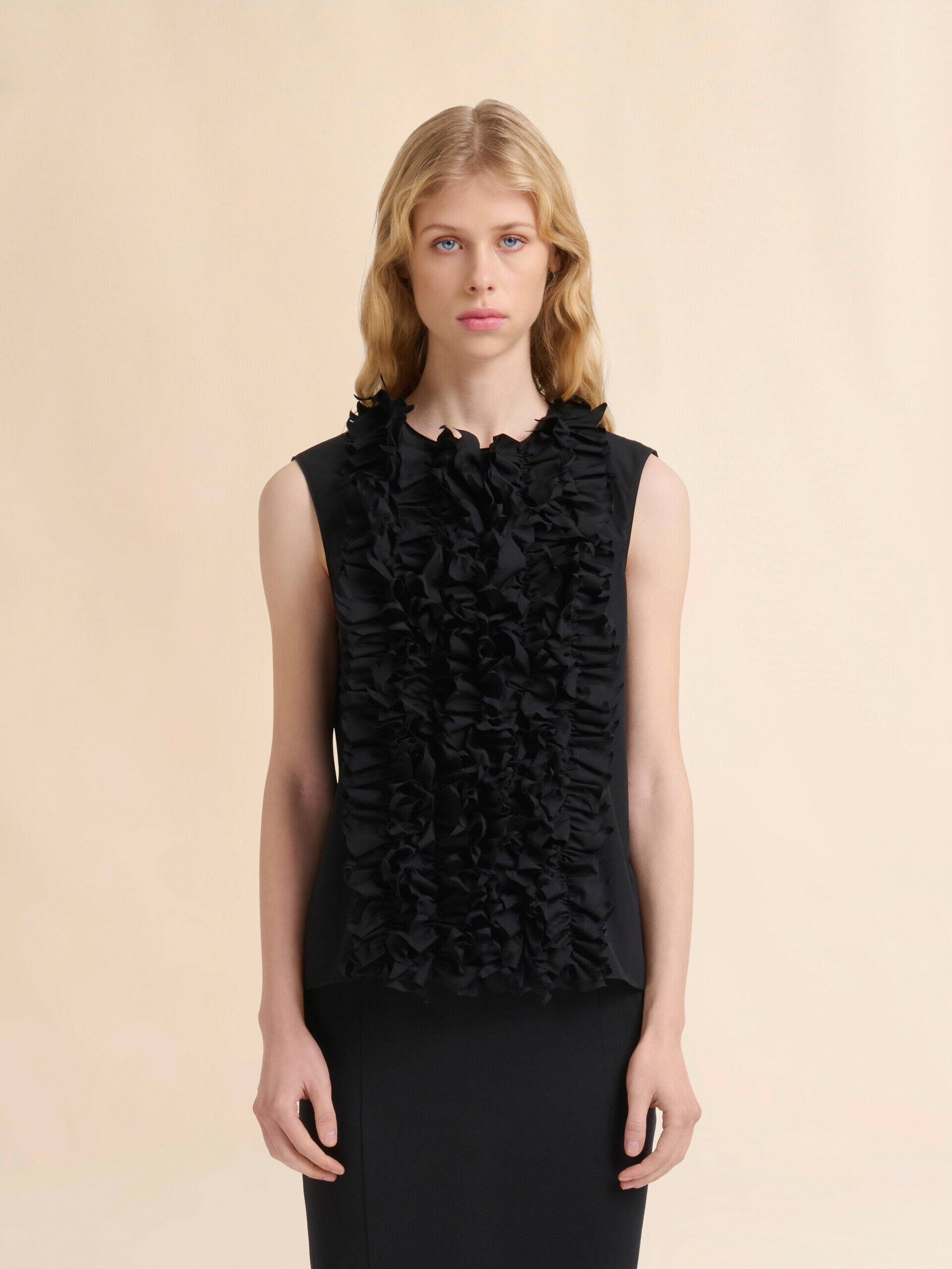 ブラック ポプリン製フリル付きフロントトップス | Marni ブラック ポプリン製フリル付きフロントトップス | Marni