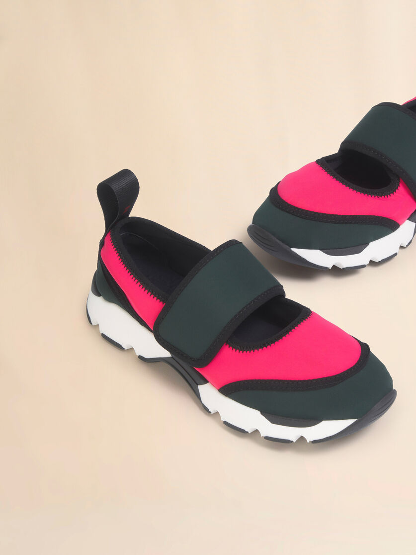 Fuchsia and green lycra Mary Jane Running Sneaker, Image 4