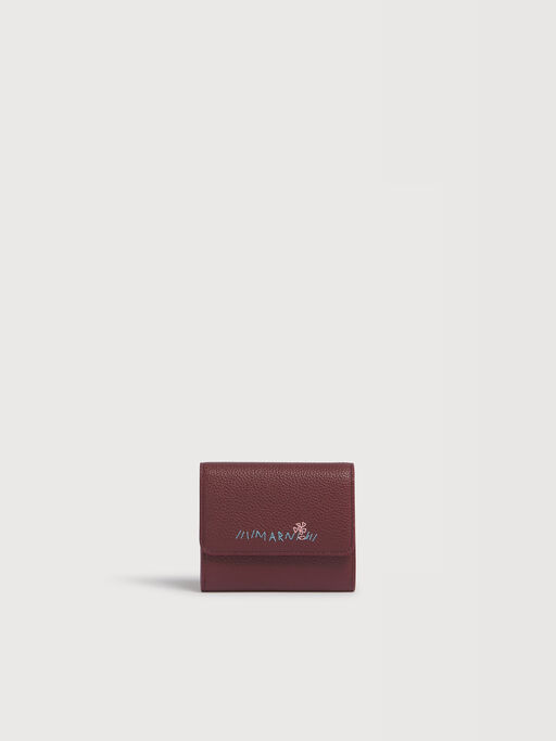 Burgundy leather flap cardholder with Marni Mending - Wallets