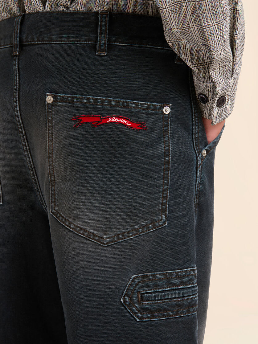 Black canvas trousers with Marni flag patch, Image 4