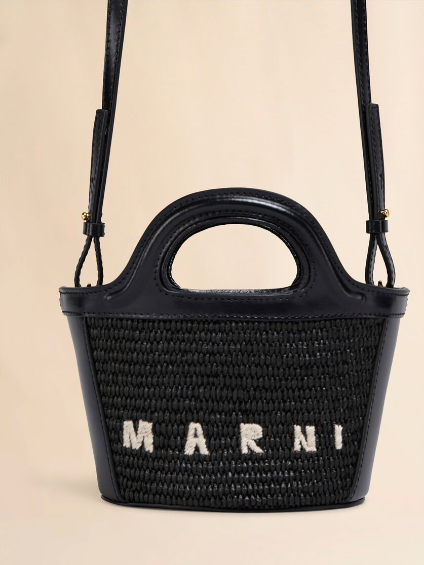 Mini-Tasche Tropicalia aus hellblauem Leder und Material in Bast-Optik - Handtaschen - Image 5