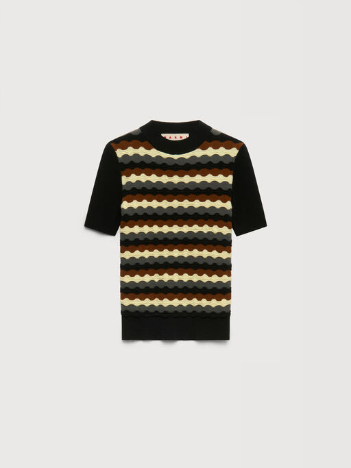 Black wool jumper with 3D wave - Pullovers