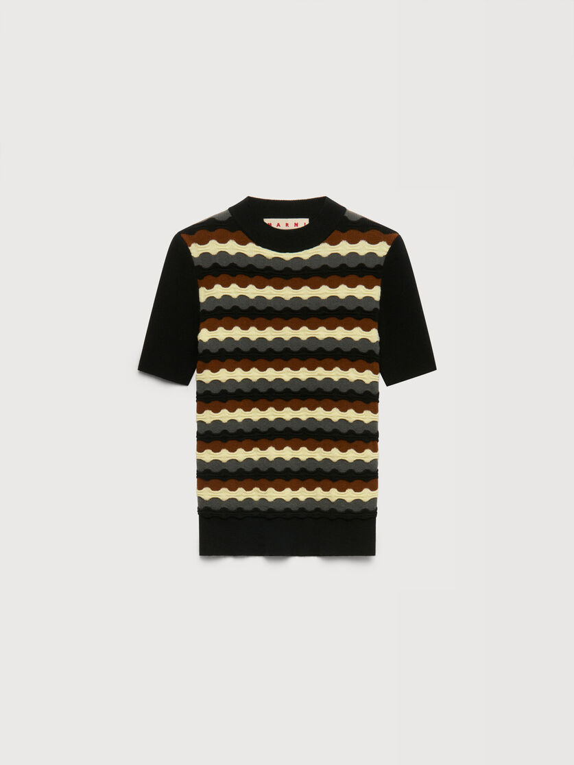 Black wool jumper with 3D wave, Image 1