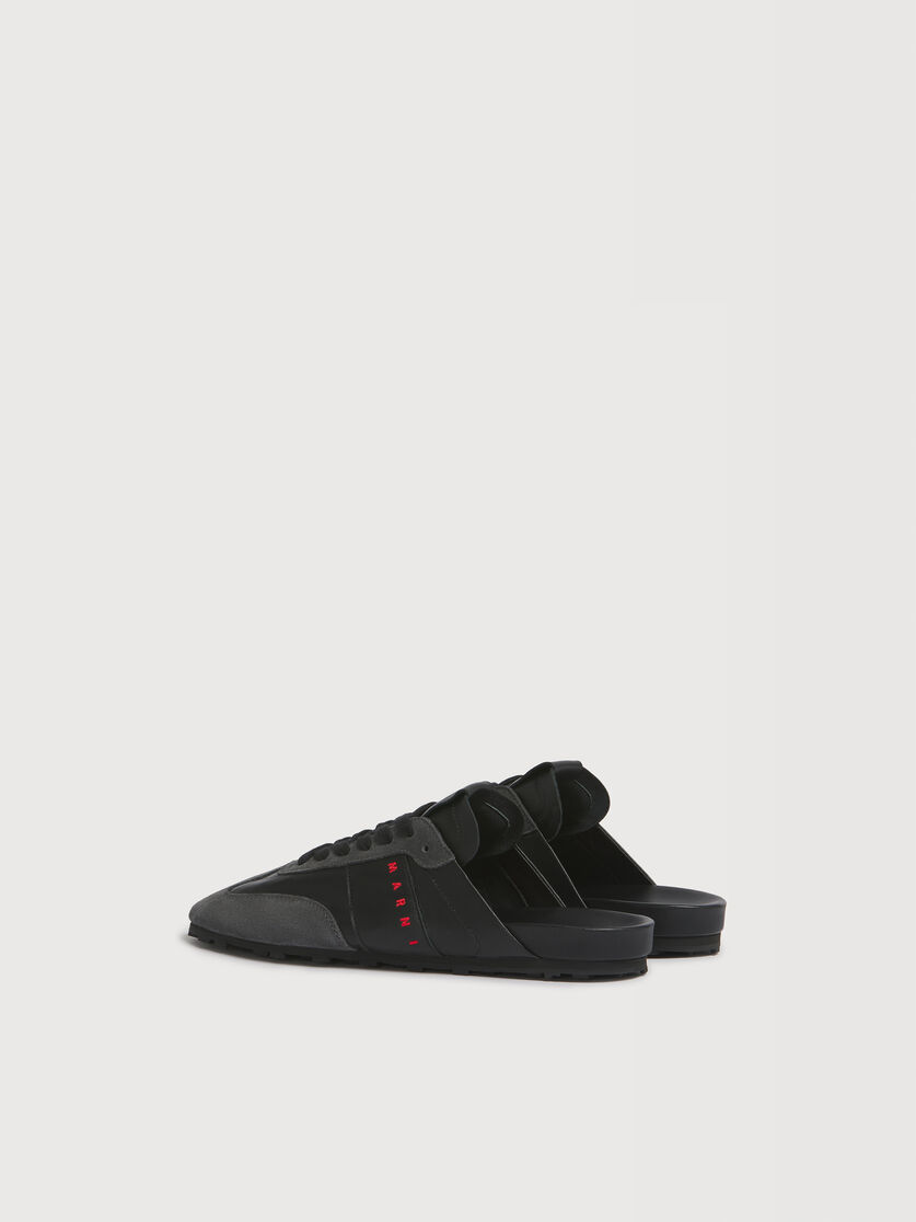 Black nappa leather and suede Softy Soccer slip-on sneaker, Image 3