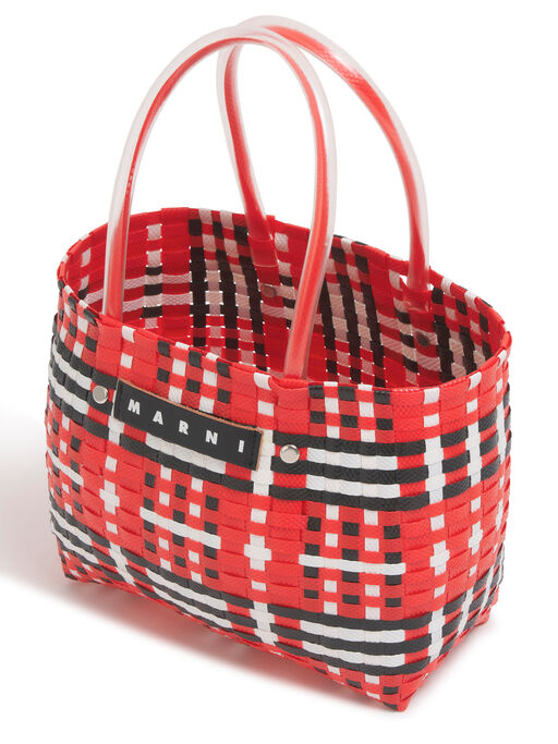ラズベリー MARNI MARKET CHECK BASKET - ショッピングバッグ